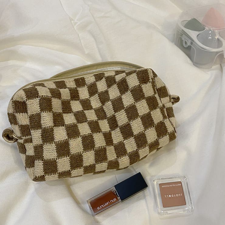 ブラウン | カラフル ギンガムチェック ミニポーチ | Belle Cie