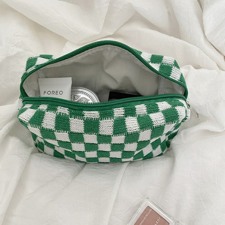 グリーン | カラフル ギンガムチェック ミニポーチ | Belle Cie