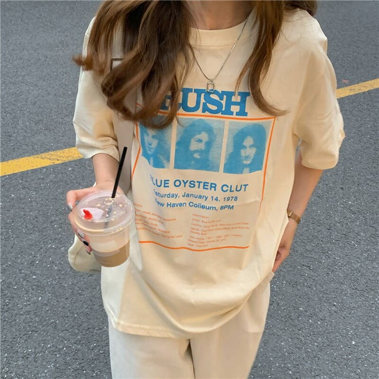 オフベージュ | プリント Tシャツ カットソー | Belle Cie
