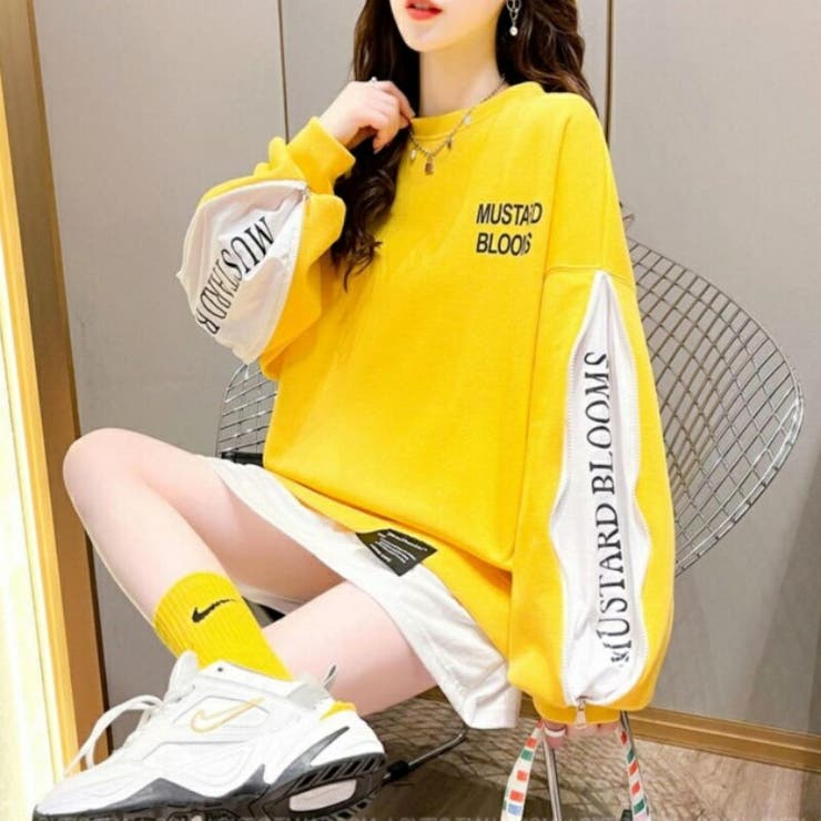 イエロー | ジップ プルオーバー フェイクレイヤード | Belle Cie