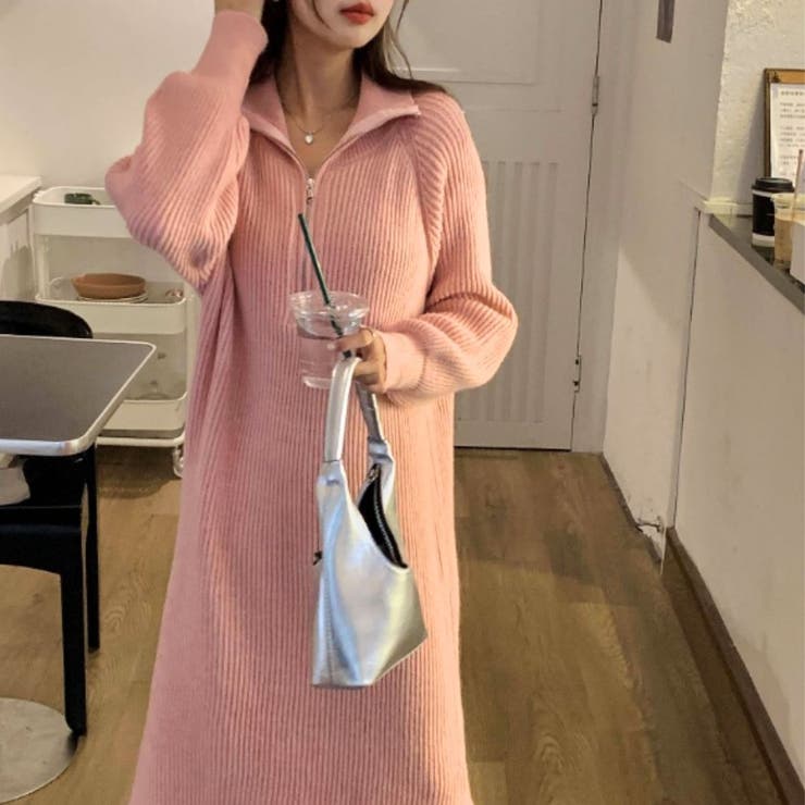 ハーフジップ ニット ワンピース | Belle Cie | 詳細画像6 