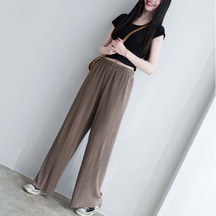 ブラウン | セルフカット ワイドパンツ レディース | Belle Cie