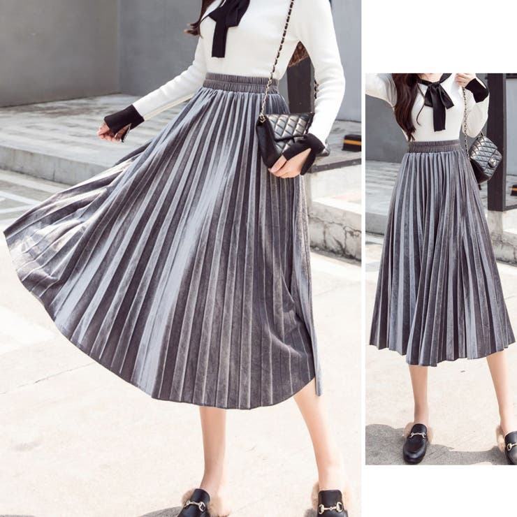 プリーツスカート ベロア フレア | Belle Cie | 詳細画像4 