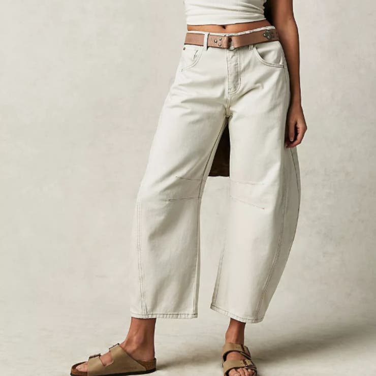 ホワイト | バレルレッグパンツ レディース デニム | Belle Cie