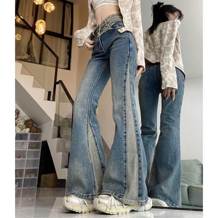 デニムパンツ ベルボトム ブーツカット[品番：AMVW0000923
