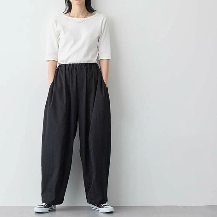 ブラック | カーブパンツ レディース ゆったり | Belle Cie