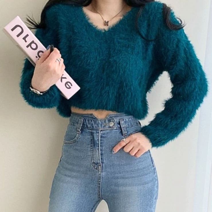 グリーン | ニット フェザーヤーン ショート丈 | Belle Cie