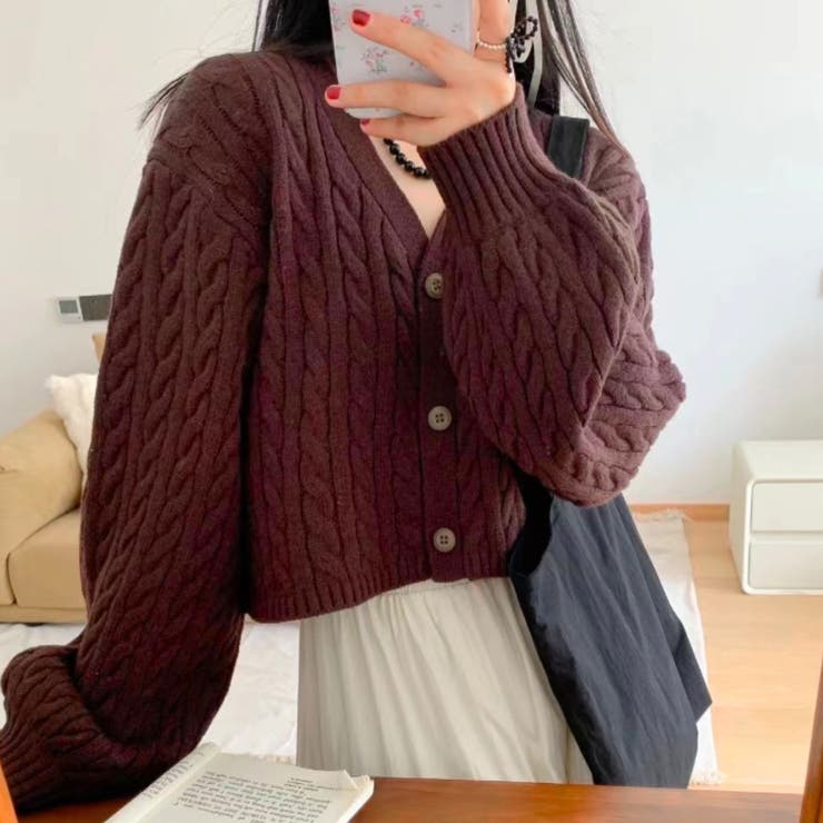 ボルドー | ニット カーデ カーディガン | Belle Cie