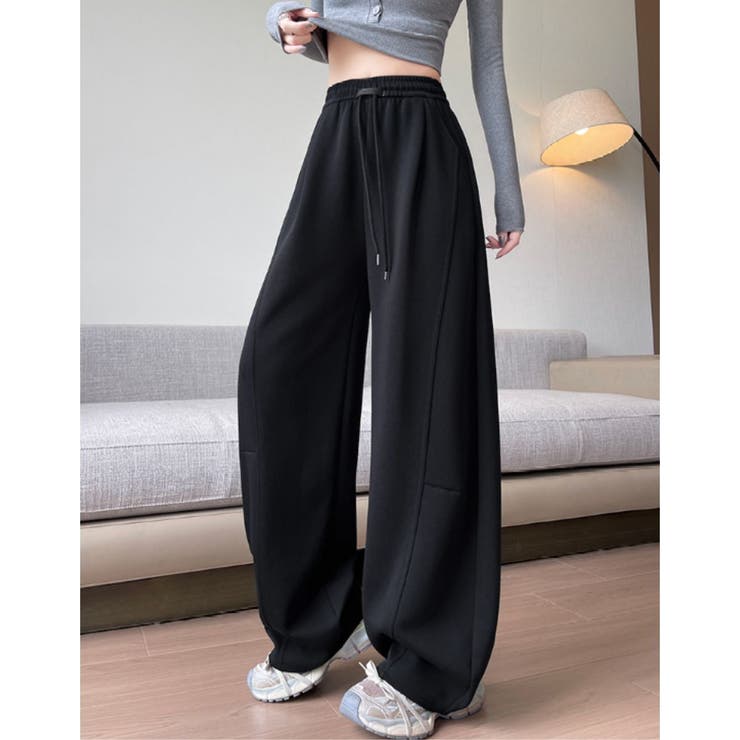 ブラック | スウェットパンツ ワイド バレル | Belle Cie