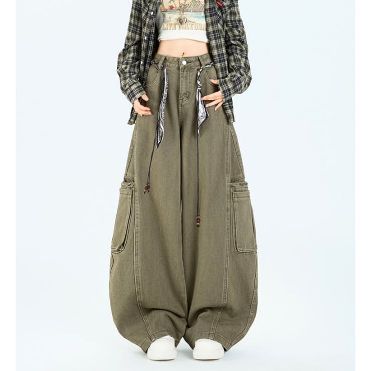 カーキ | ワイドパンツ ルーズ ストリート | Belle Cie