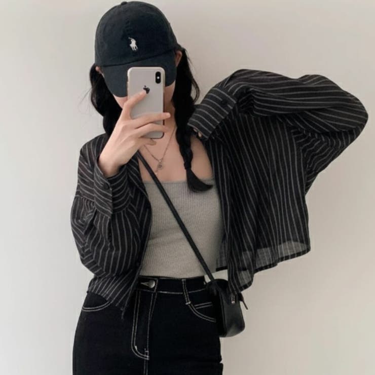 ブラック | シャツ ショート丈 羽織り | Belle Cie