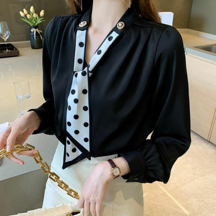 ブラック | ブラウス シャツ ボウタイ | Belle Cie