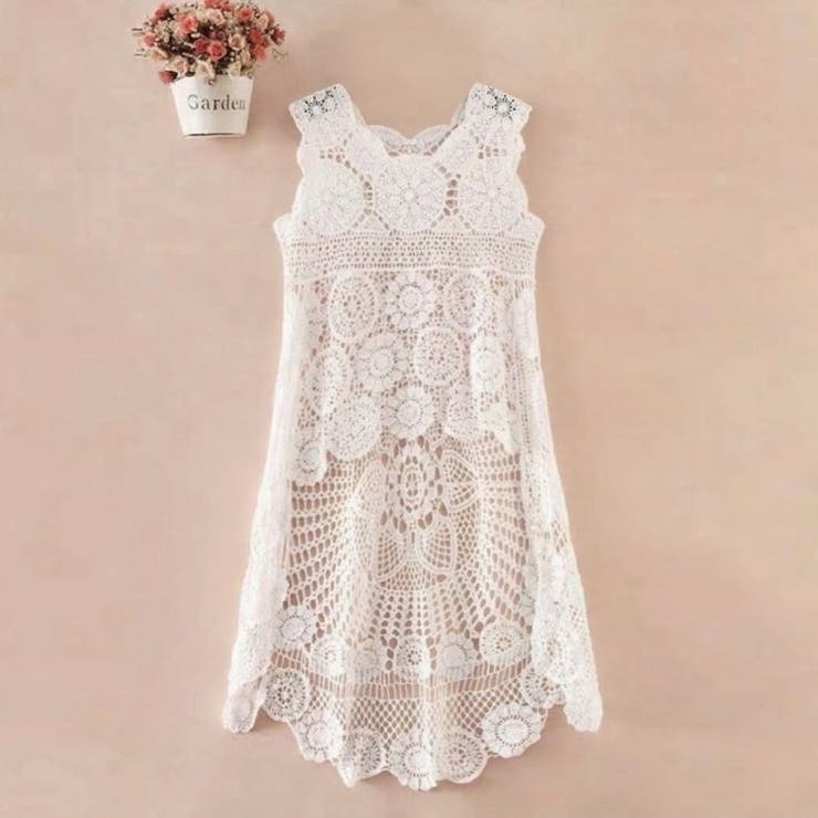 ホワイト | クロシェ ワンピース ジレ | Belle Cie