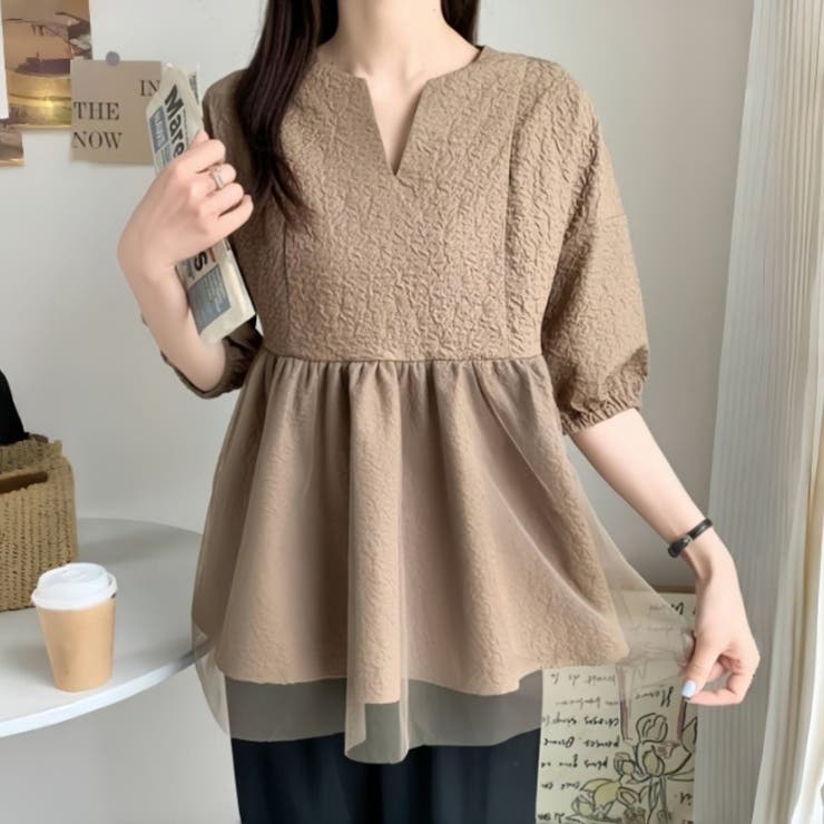 ブラウン | トップス チュニック ペプラム | Belle Cie