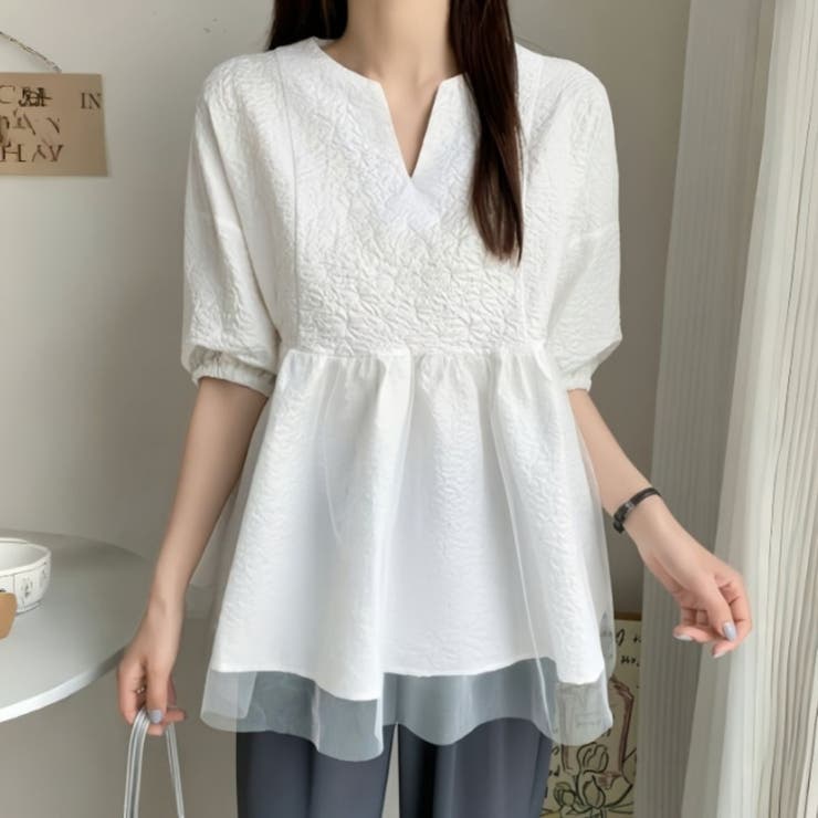 ホワイト | トップス チュニック ペプラム | Belle Cie