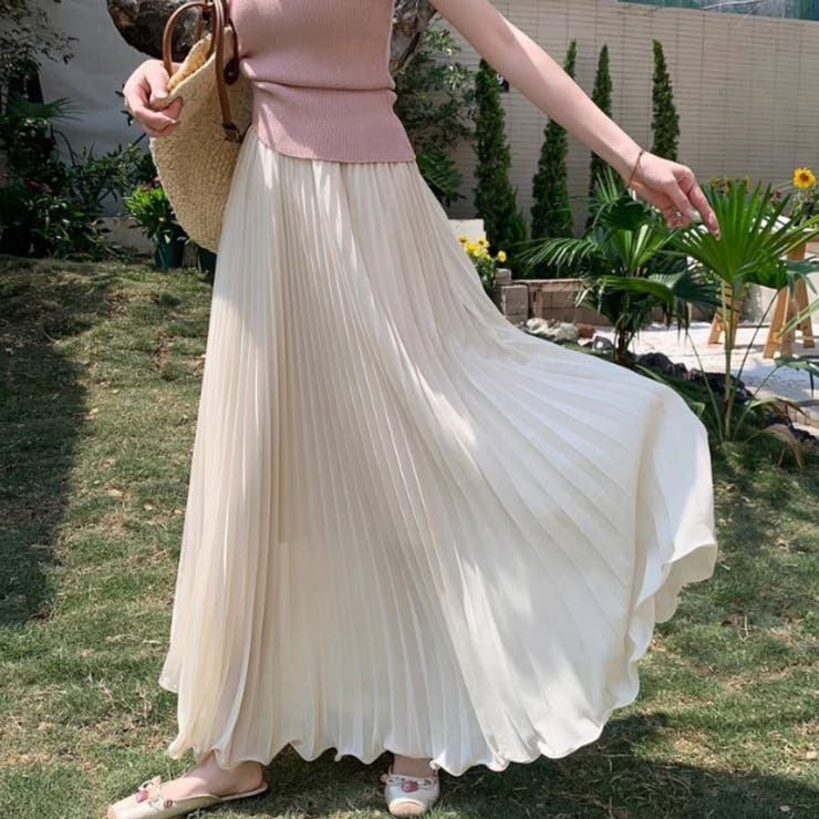 アイボリー | スカート プリーツスカート ロング | Belle Cie