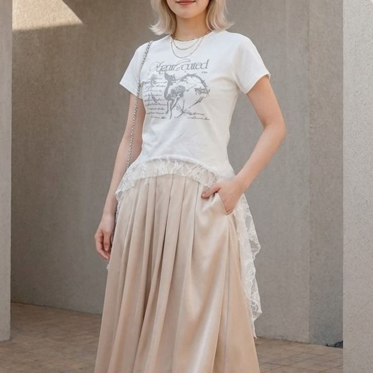 ホワイト | レースTシャツ レディース シアーTシャツ | Belle Cie