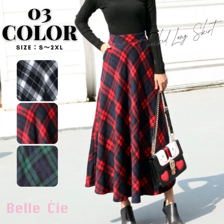 チェックスカート ロング丈 フレア[品番：AMVW0000447]｜Belle  Cie（ベルシー）のレディースファッション通販｜SHOPLIST（ショップリスト）