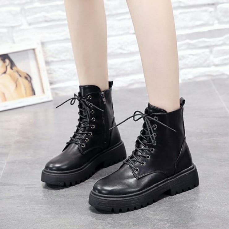 ★韓国人気★MIAE★Belt fur boots 編み上げブーツ レディース 韓国ファッション[品番：AMVW0000482
