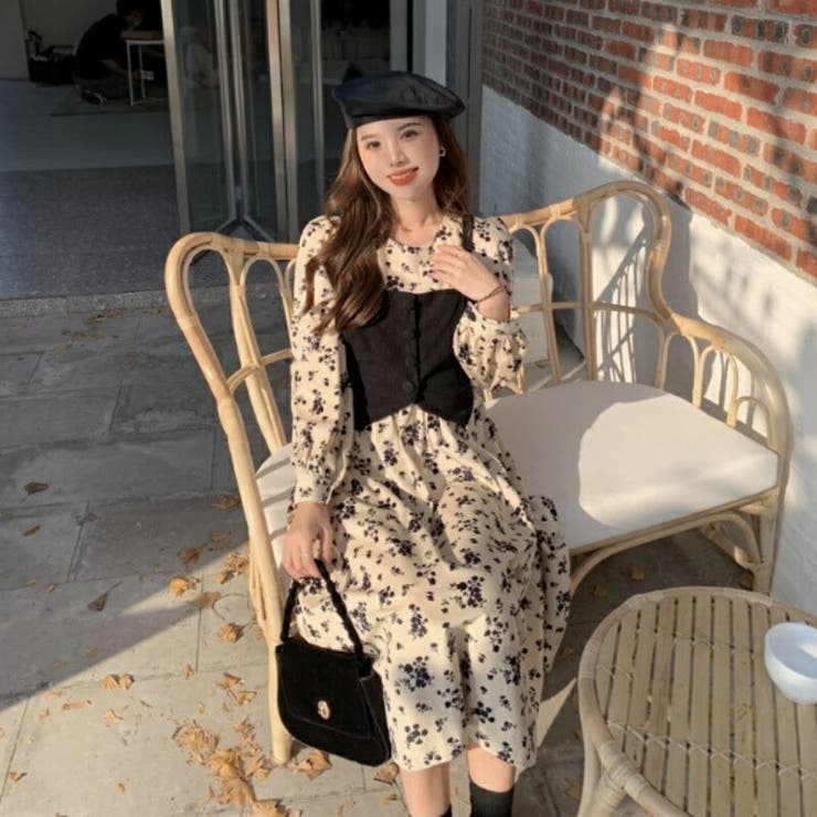 花柄 ワンピース フェイクレイヤード | Belle Cie | 詳細画像5 