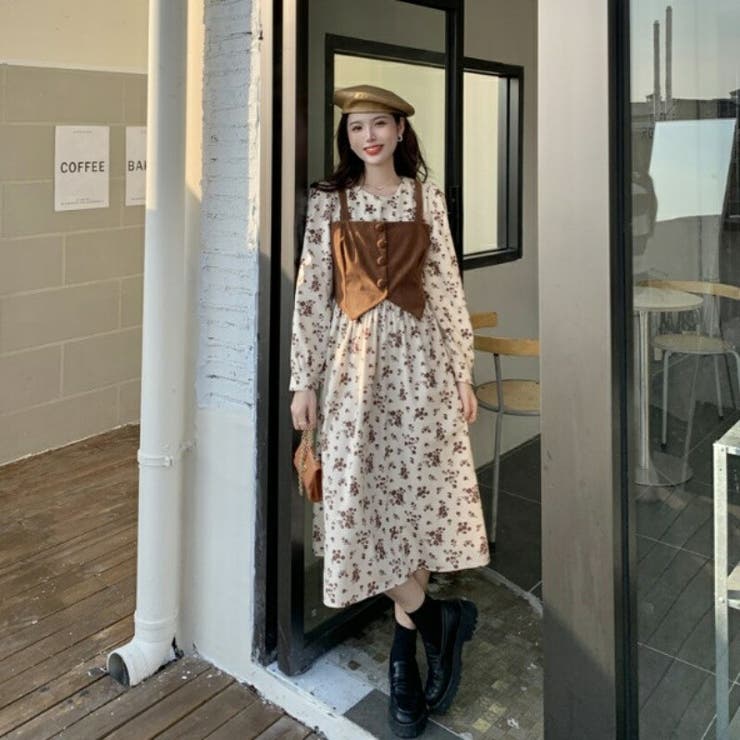 花柄 ワンピース フェイクレイヤード | Belle Cie | 詳細画像10 