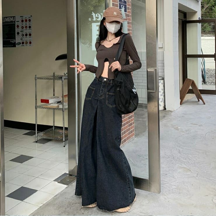 ワイドパンツ ファットパンツ デニム[品番：AMVW0000486]｜Belle Cie