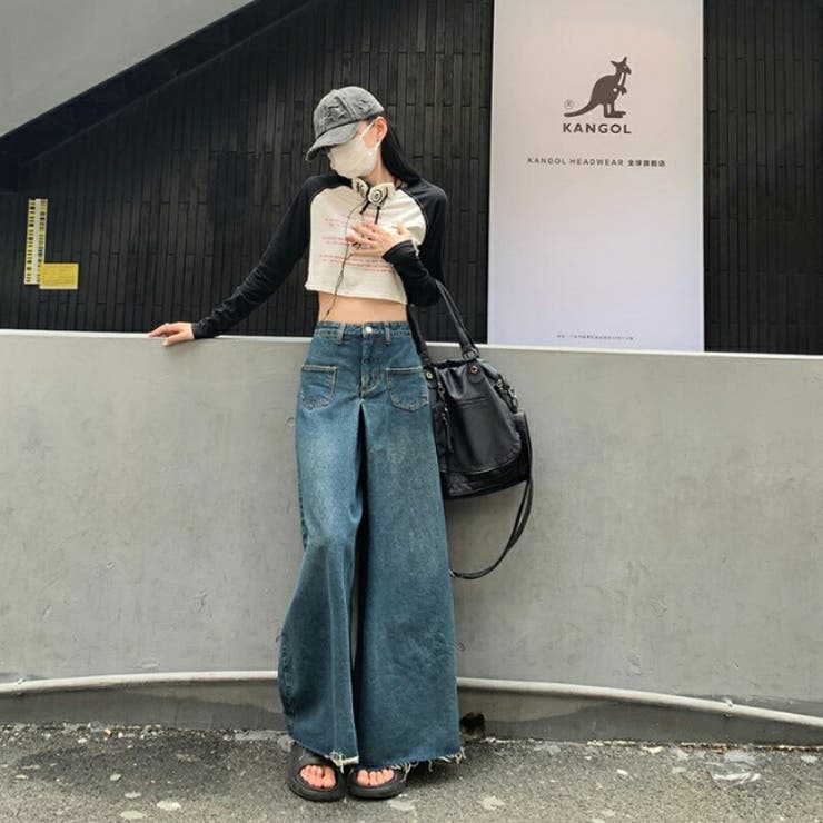 ワイドパンツ ファットパンツ デニム[品番：AMVW0000486]｜Belle Cie