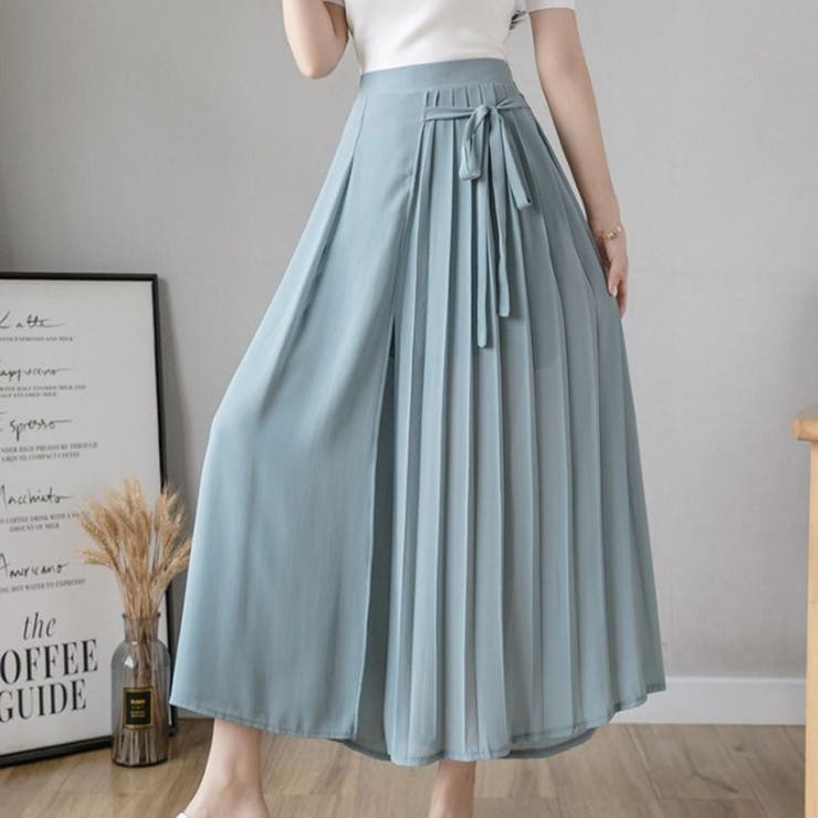 ブルー | シフォン ガウチョ 韓国ファッション | Belle Cie