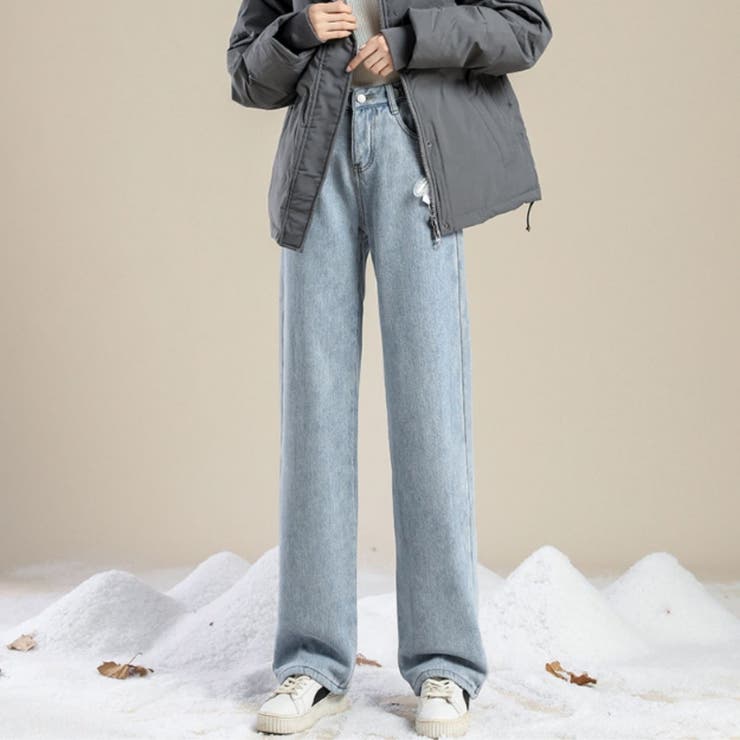 サックス | 裏シャギー デニムパンツ ジーパン | Belle Cie