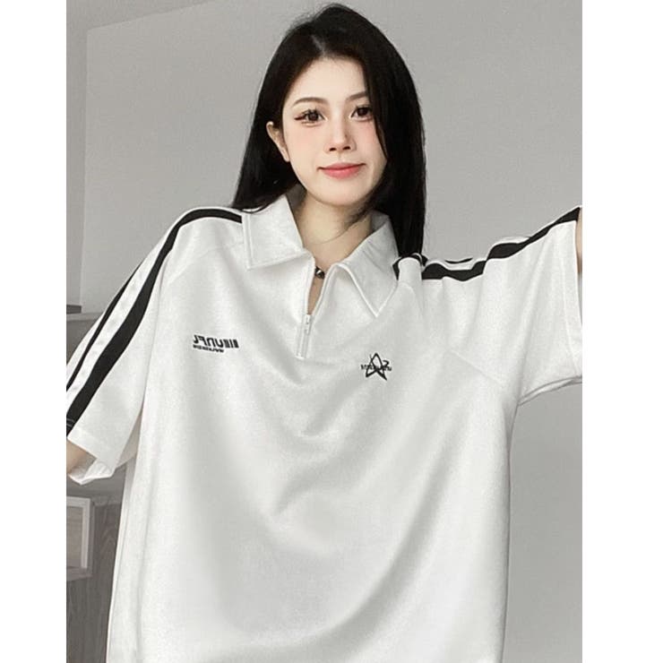 ハーフジップ Tシャツ 半袖[品番：AMVW0000701]｜Belle Cie