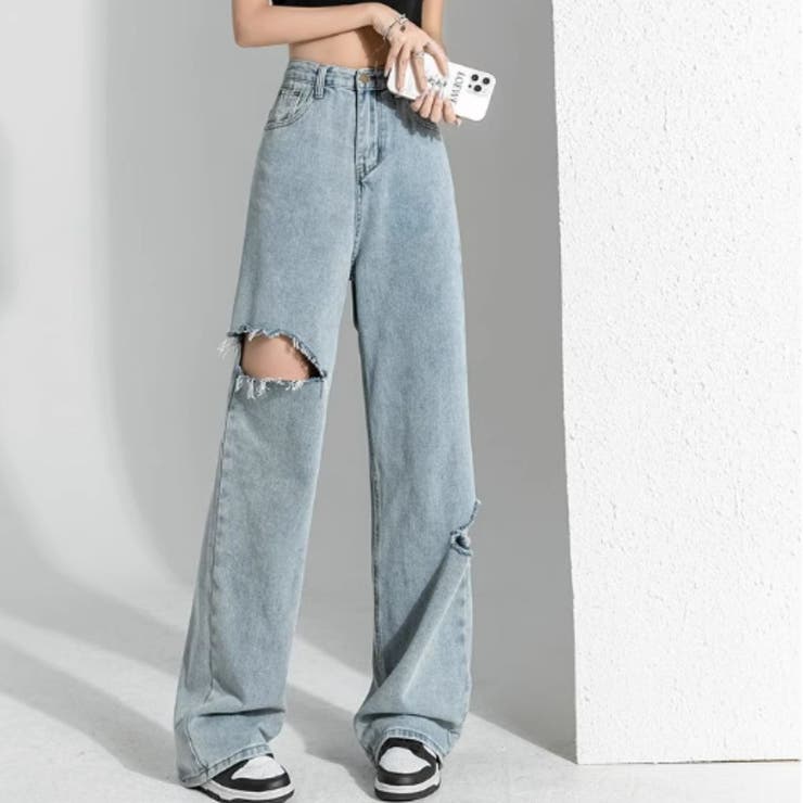 サックス | デニム デニムロングパンツ ロング | Belle Cie