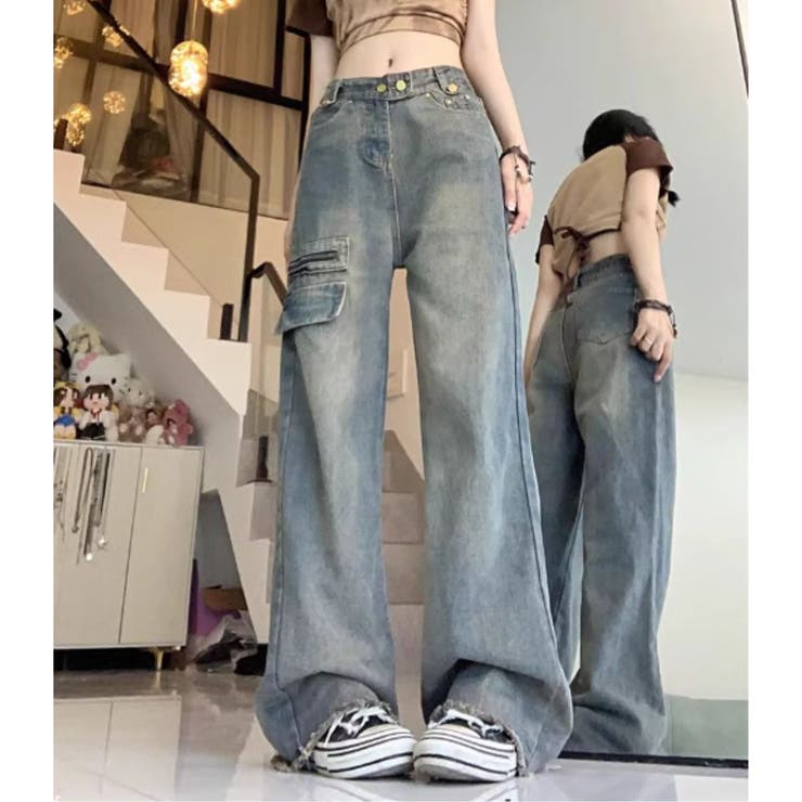 デニムパンツ ワイドパンツ フェイク | Belle Cie | 詳細画像7 