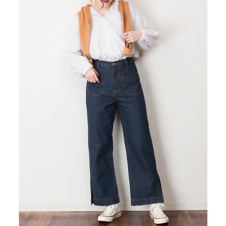 裾スリットデニムストレートパンツ | atONE | 詳細画像19 
