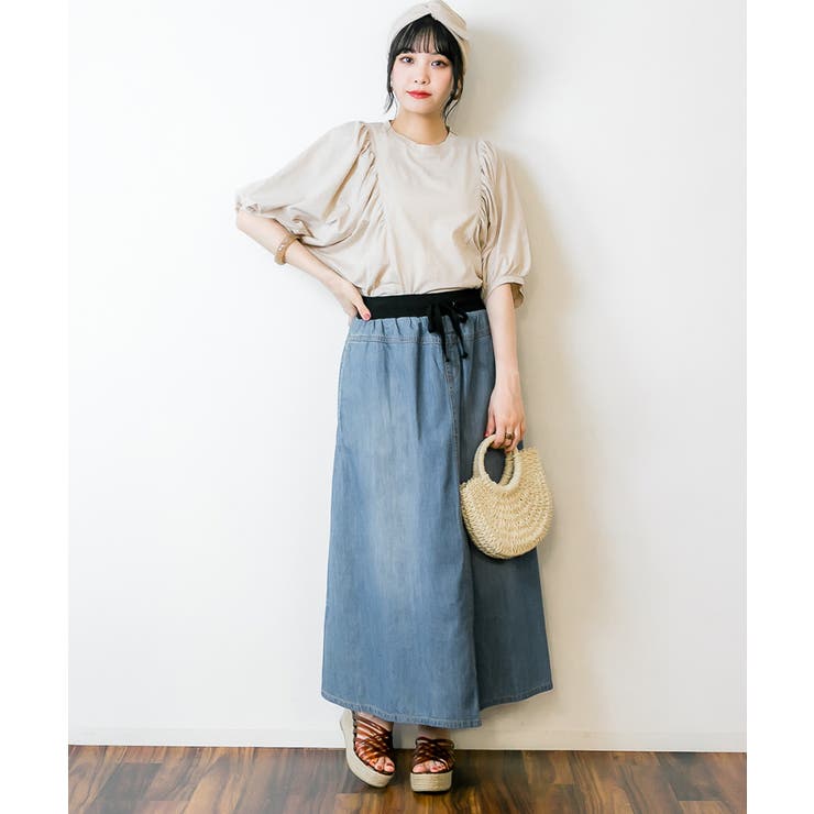 ウエストリブデニムマキシスカート | atONE | 詳細画像12 