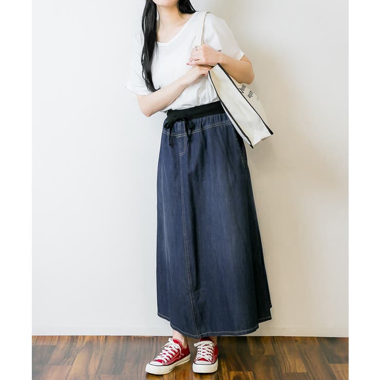 カレンミレン☆デニム非対称ウエストバンドマキシスカート Munich｜12ozデニムマキシスカート | Rakuten Fashion(楽天