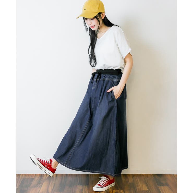 ウエストリブデニムマキシスカート | atONE | 詳細画像20 