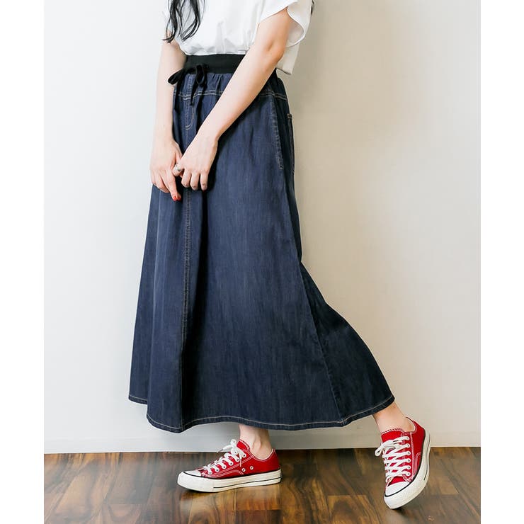 ウエストリブデニムマキシスカート[品番：ATOW0000694]｜atONE（アット