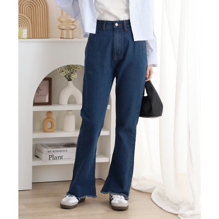 裾スリット コットンデニムフレアパンツ | atONE | 詳細画像10 