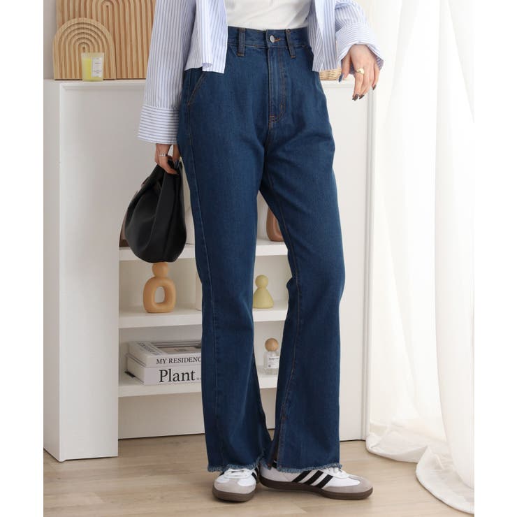 裾スリット コットンデニムフレアパンツ | atONE | 詳細画像11 