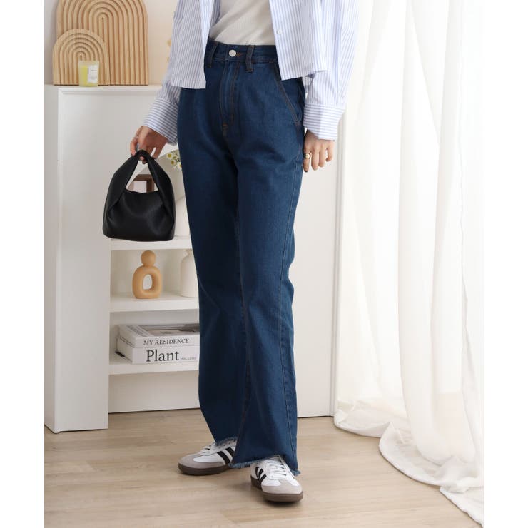 裾スリット コットンデニムフレアパンツ | atONE | 詳細画像12 