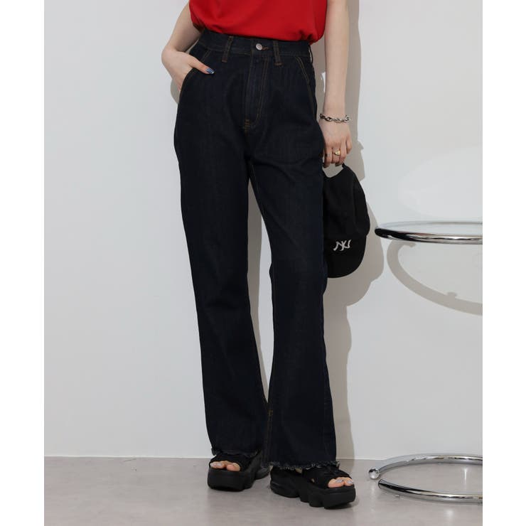 裾スリット コットンデニムフレアパンツ | atONE | 詳細画像15 