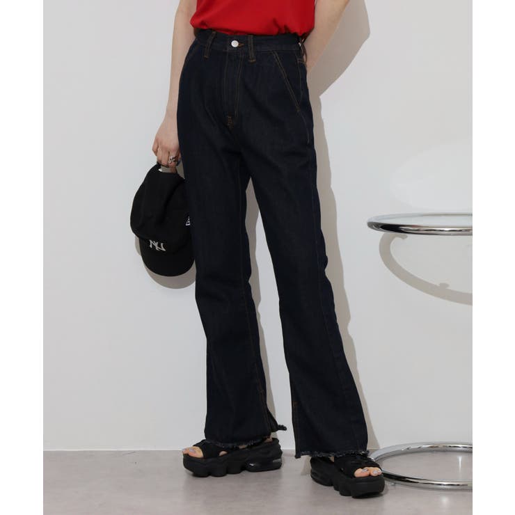 裾スリット コットンデニムフレアパンツ | atONE | 詳細画像19 