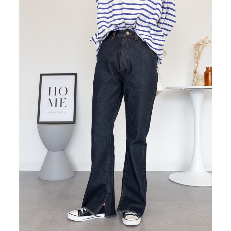 裾スリット コットンデニムフレアパンツ | atONE | 詳細画像33 