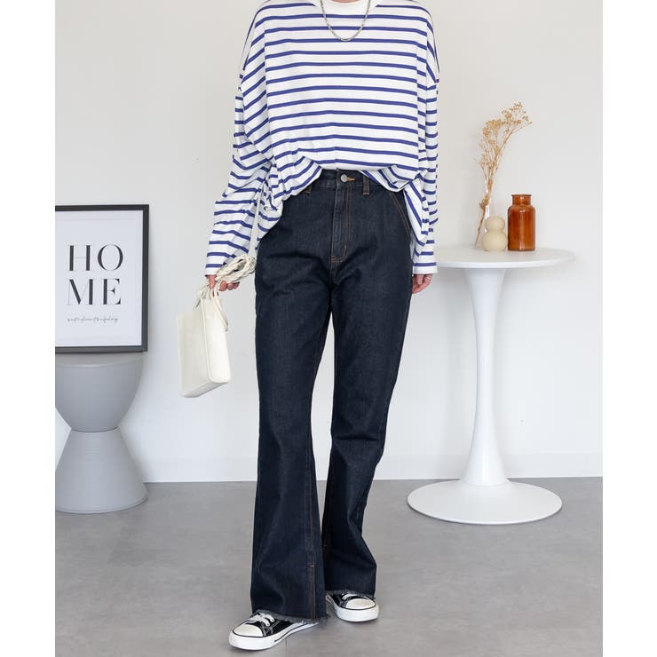 裾スリット コットンデニムフレアパンツ | atONE | 詳細画像38 