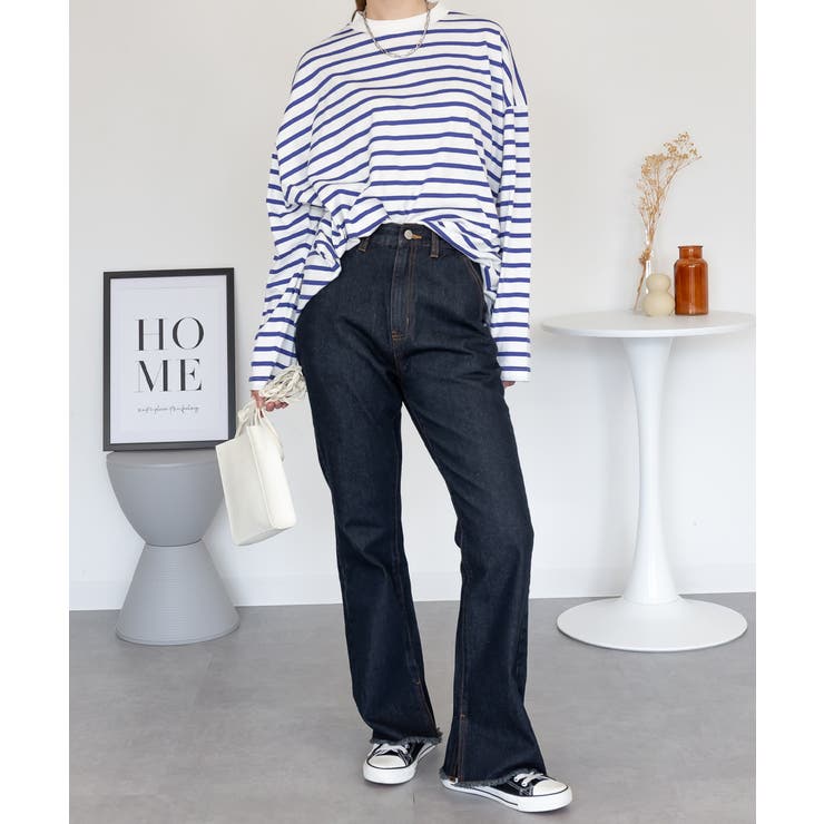 裾スリット コットンデニムフレアパンツ | atONE | 詳細画像39 