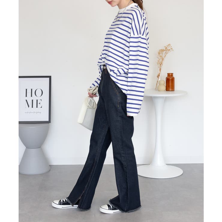 裾スリット コットンデニムフレアパンツ | atONE | 詳細画像40 