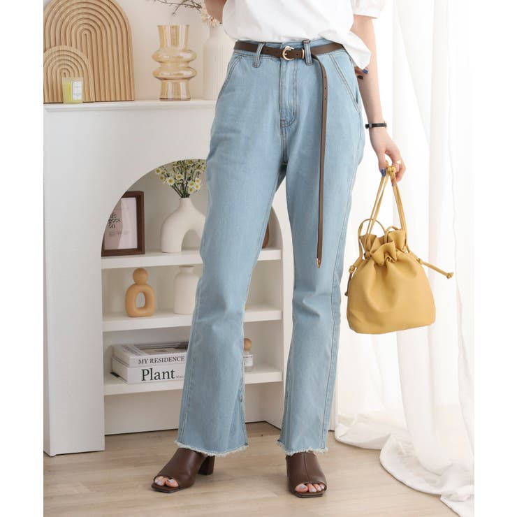 裾スリット コットンデニムフレアパンツ | atONE | 詳細画像4 