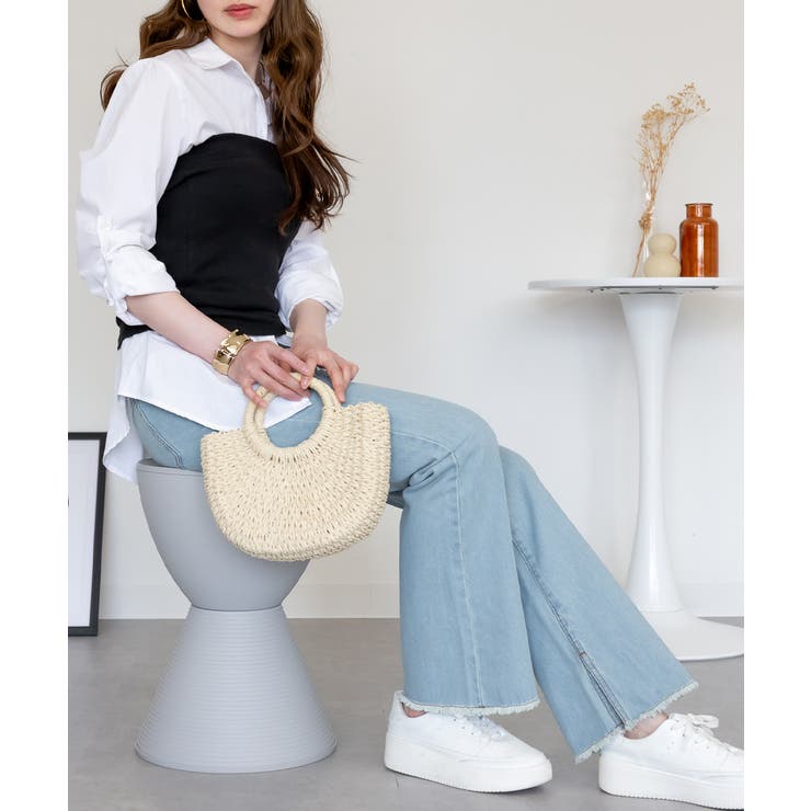 裾スリット コットンデニムフレアパンツ | atONE | 詳細画像47 