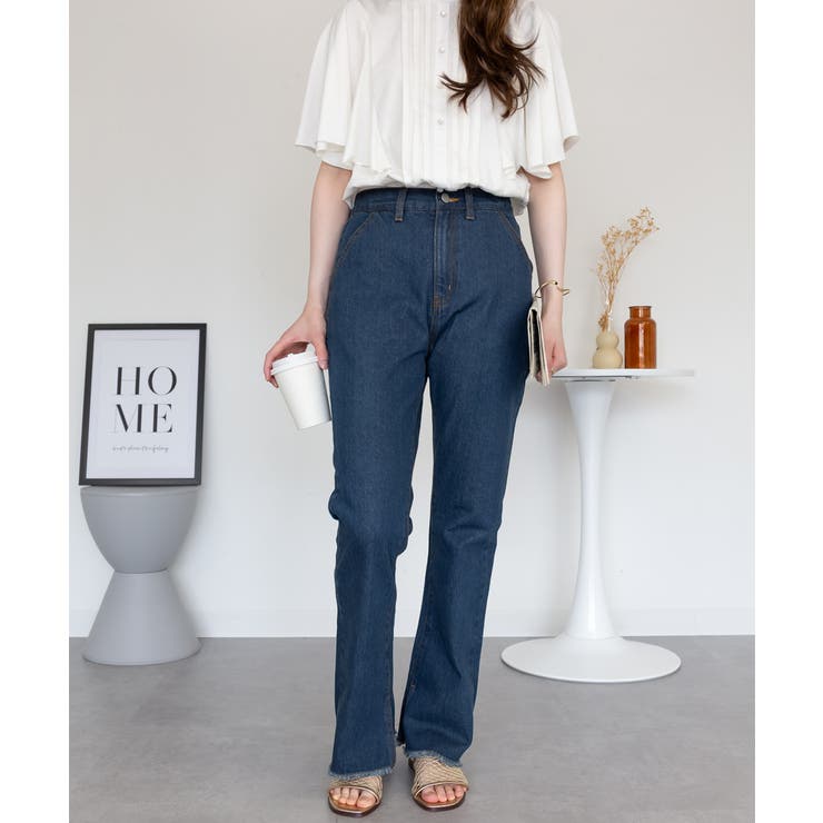 裾スリット コットンデニムフレアパンツ | atONE | 詳細画像53 