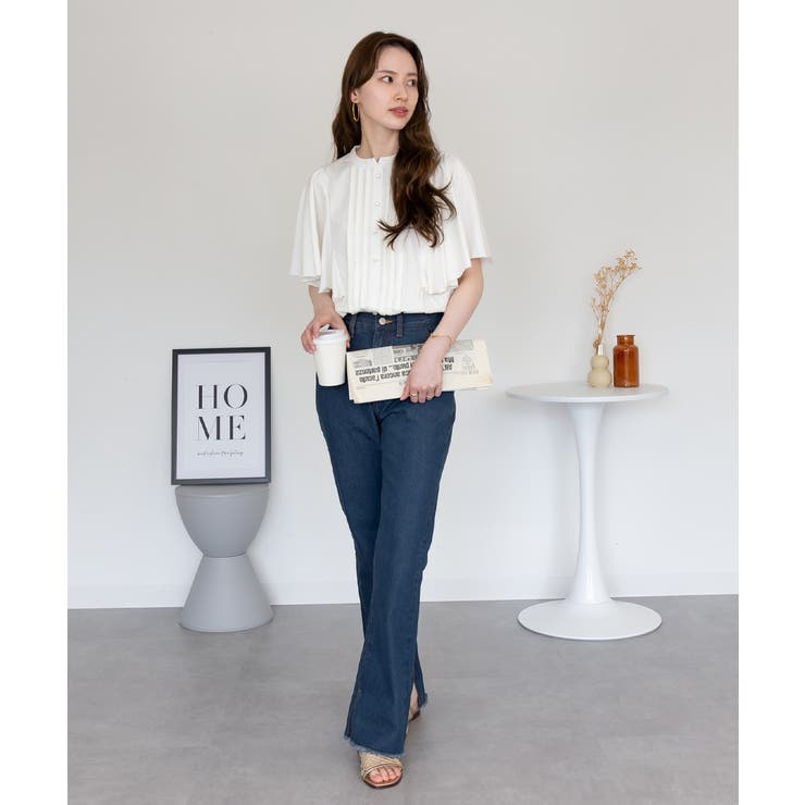 裾スリット コットンデニムフレアパンツ | atONE | 詳細画像57 